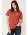 Image #1 - Girl Dangerous Women's Horseshoe Embroidered Short Sleeve Oversized Graphic Tee, Rust Copper, hi-res