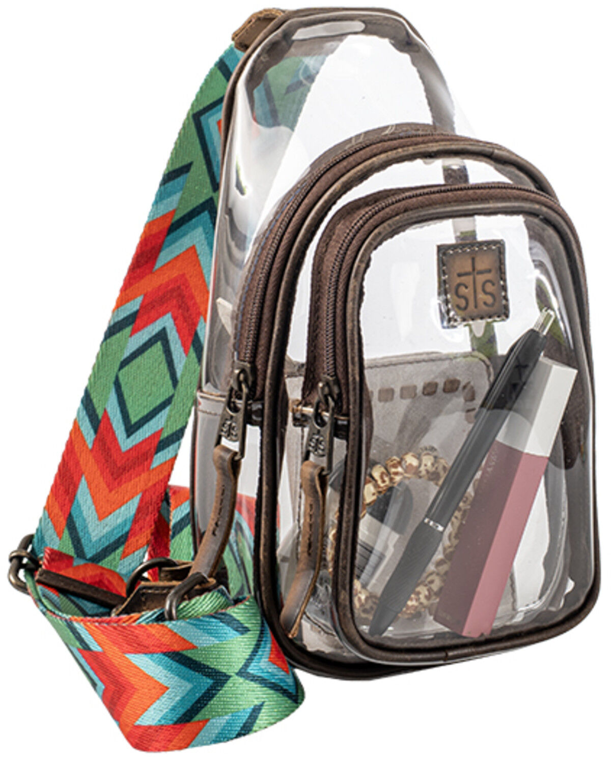 Image #3 - STS Ranchwear Women's Sojourner Clear Stadium Sling Bag, Brown, hi-res