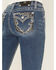Image #2 - Miss Me Women's Dark Wash Mid Rise Pleather Border Flap Pocket 32" Bootcut Stretch Denim Jeans, Dark Wash, hi-res