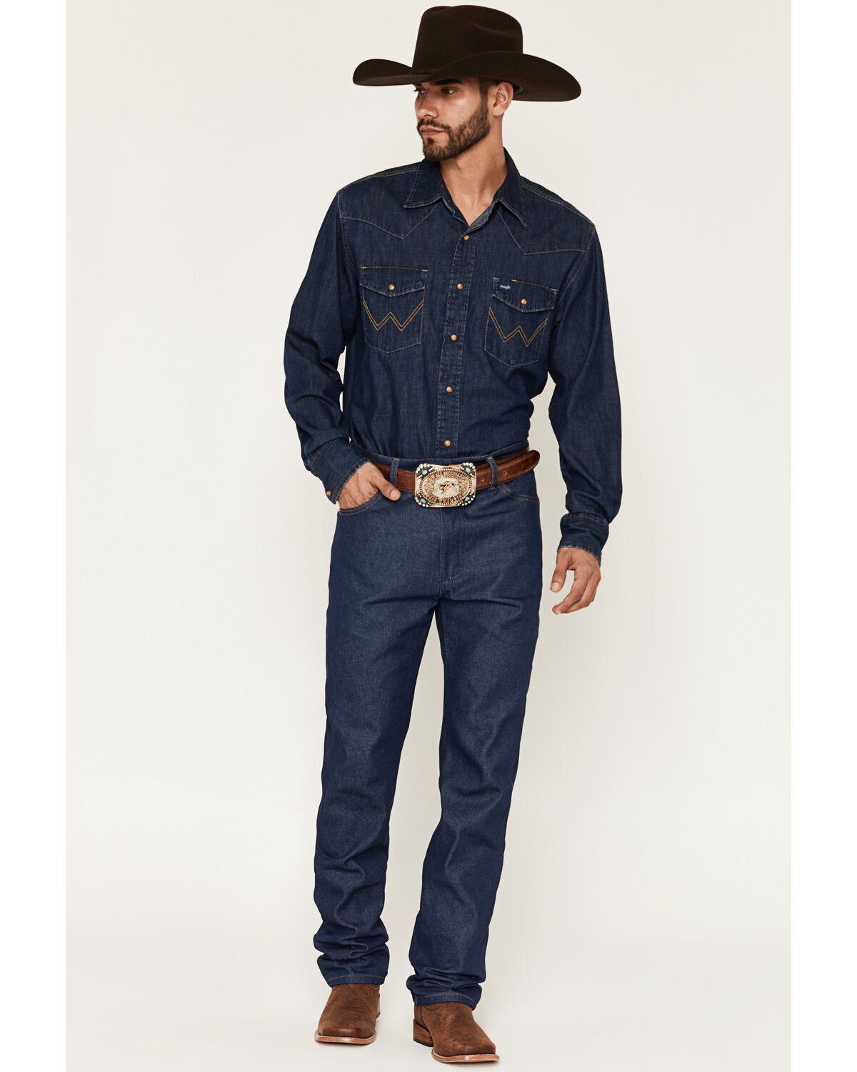 Image #1 - Wrangler Men's Original Fit Rigid Jeans, Indigo, hi-res