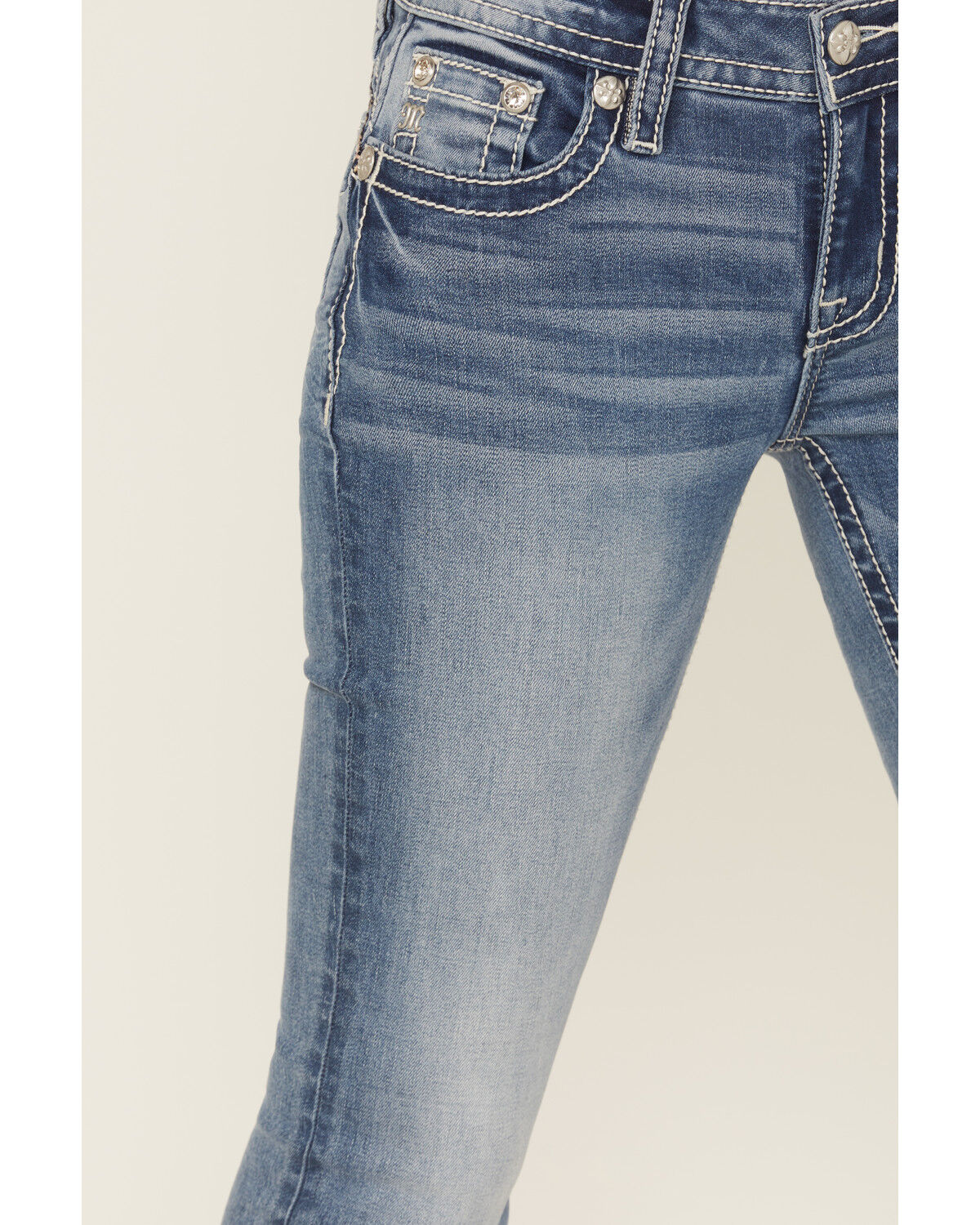 Product Name:  Miss Me Women's Medium Wash Wing Embroidered 32" Bootcut Stretch Jeans