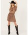 Image #1 - Shyanne Women's Smocked Waist Printed Mini Dress, Medium Brown, hi-res