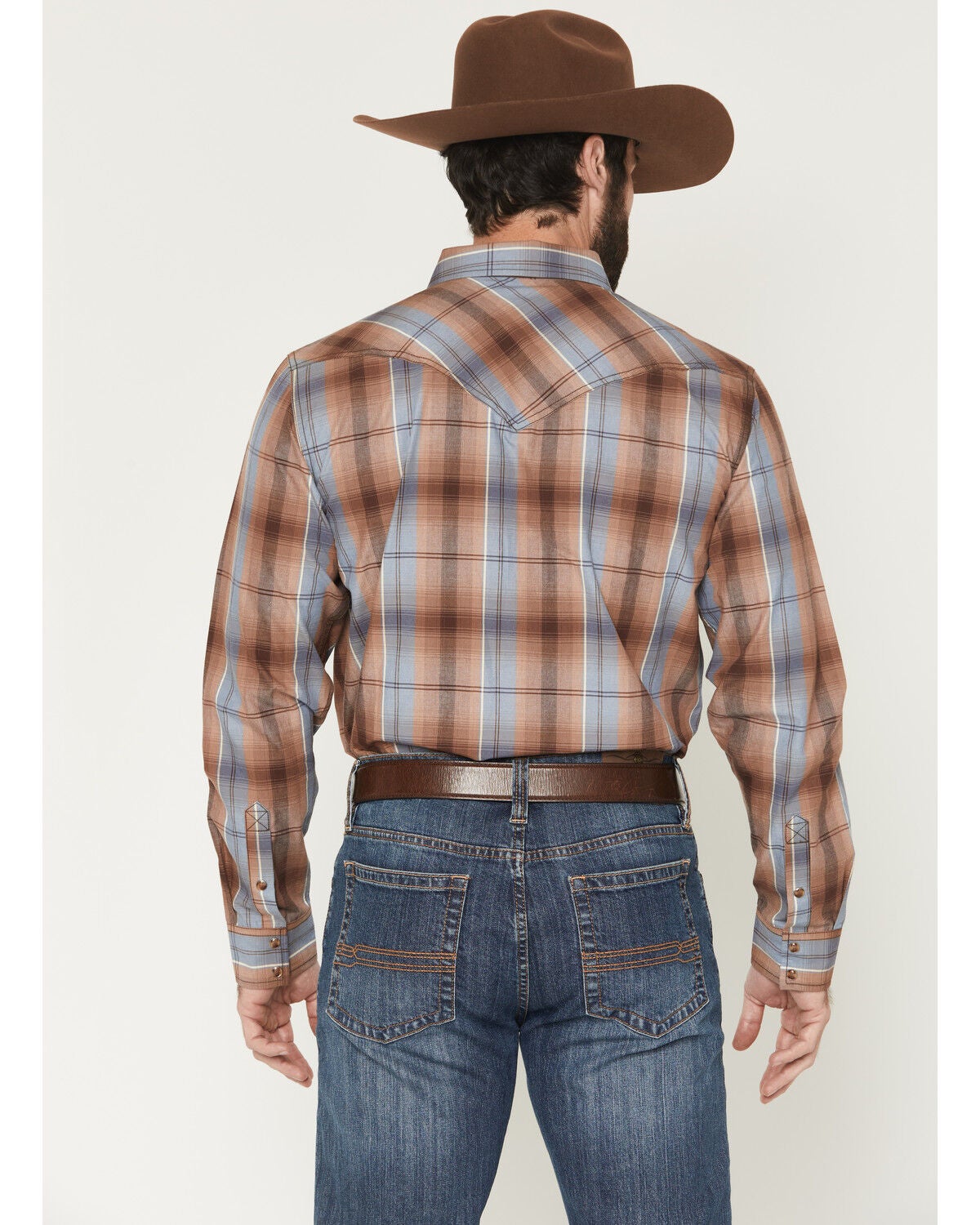 Image #4 - Cody James Men's Wiley Plaid Print Long Sleeve Plaid Print Long Sleeve Snap Western Shirt, Brown, hi-res