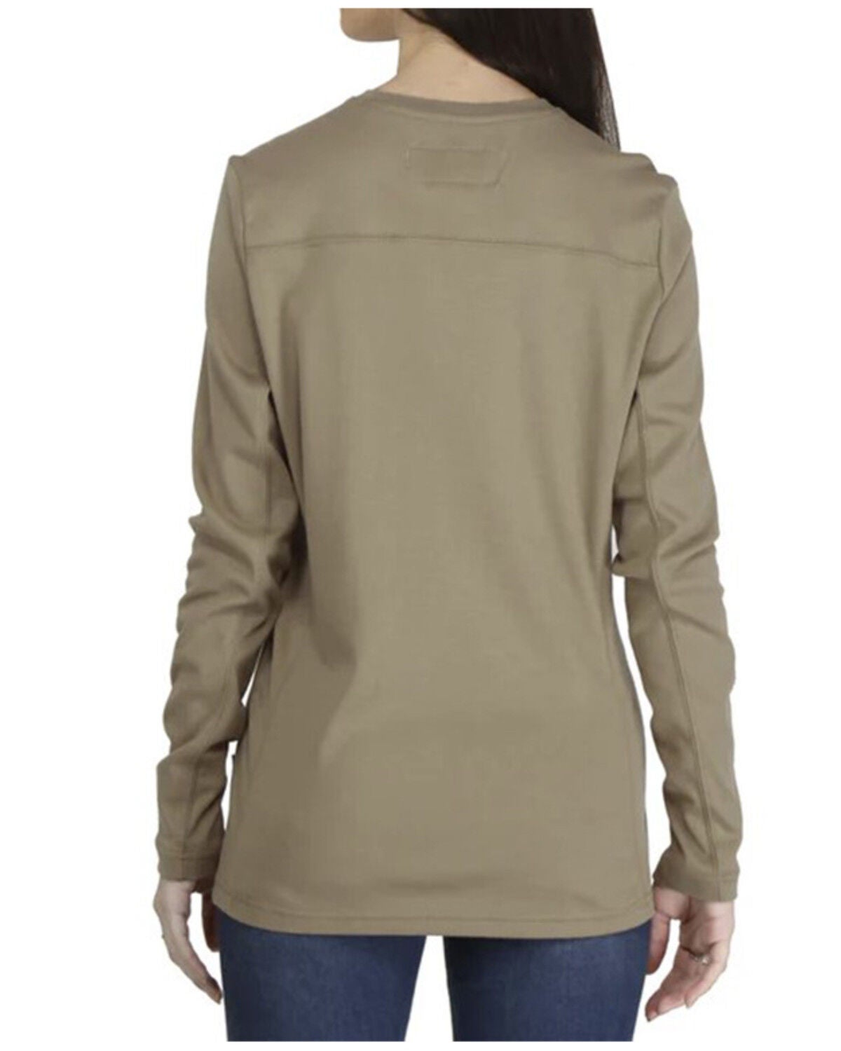 Image #2 - Forge Workwear Women's FR Solid Long Sleeve Work Shirt, Khaki, hi-res