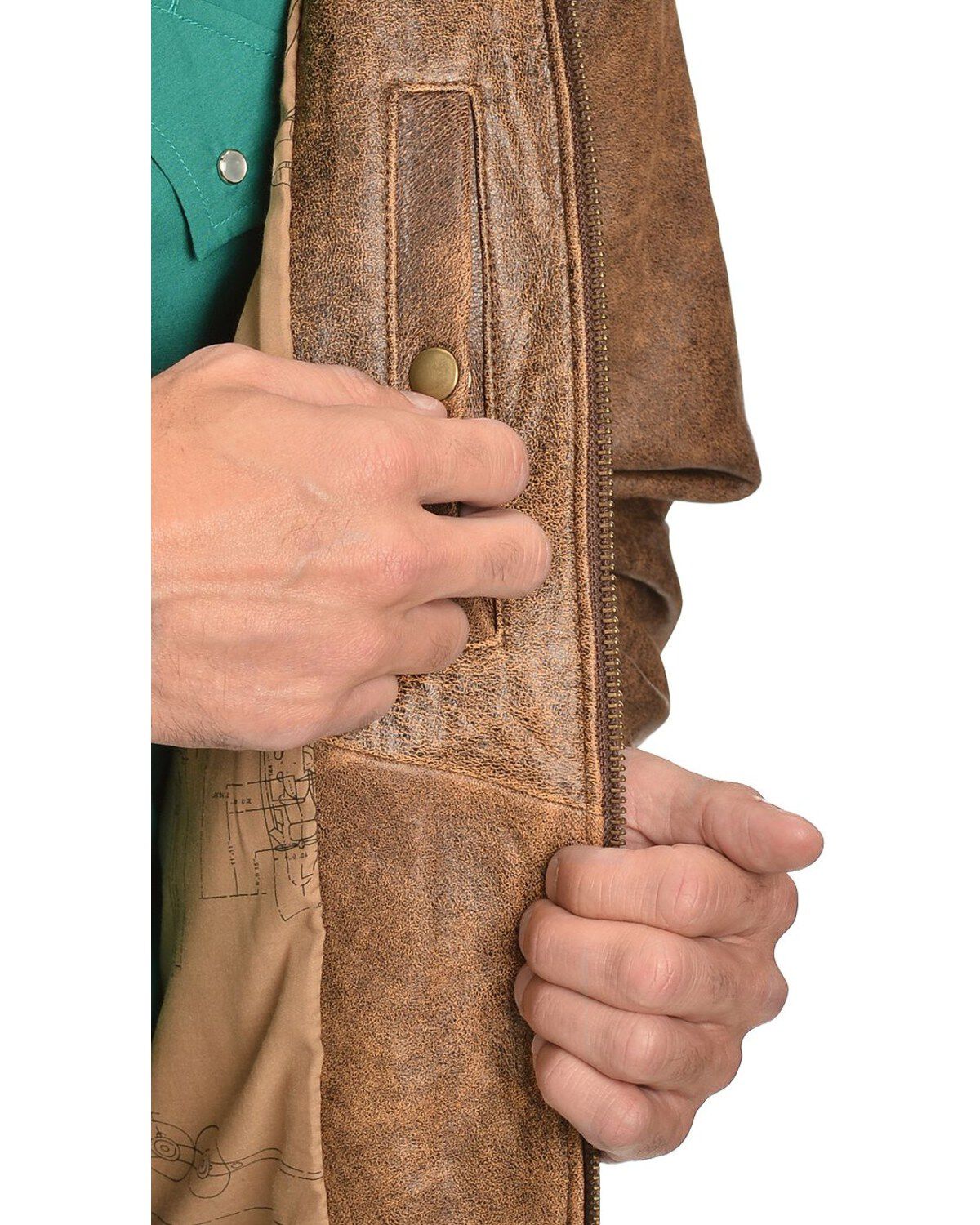 Image #2 - Scully Lambskin Leather Bomber Jacket, Brown, hi-res