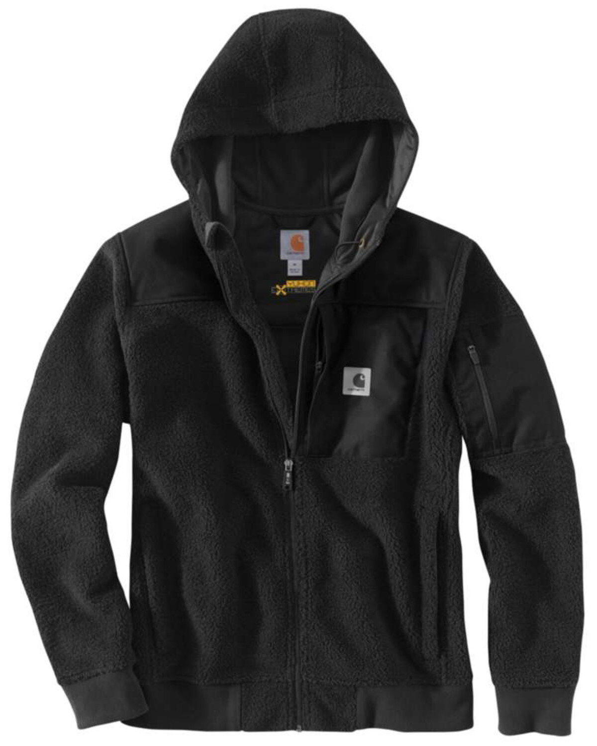Image #1 - Carhartt Men's Black Yukon Extremes Wind Fighter Fleece Active Hooded Work Jacket, Black, hi-res