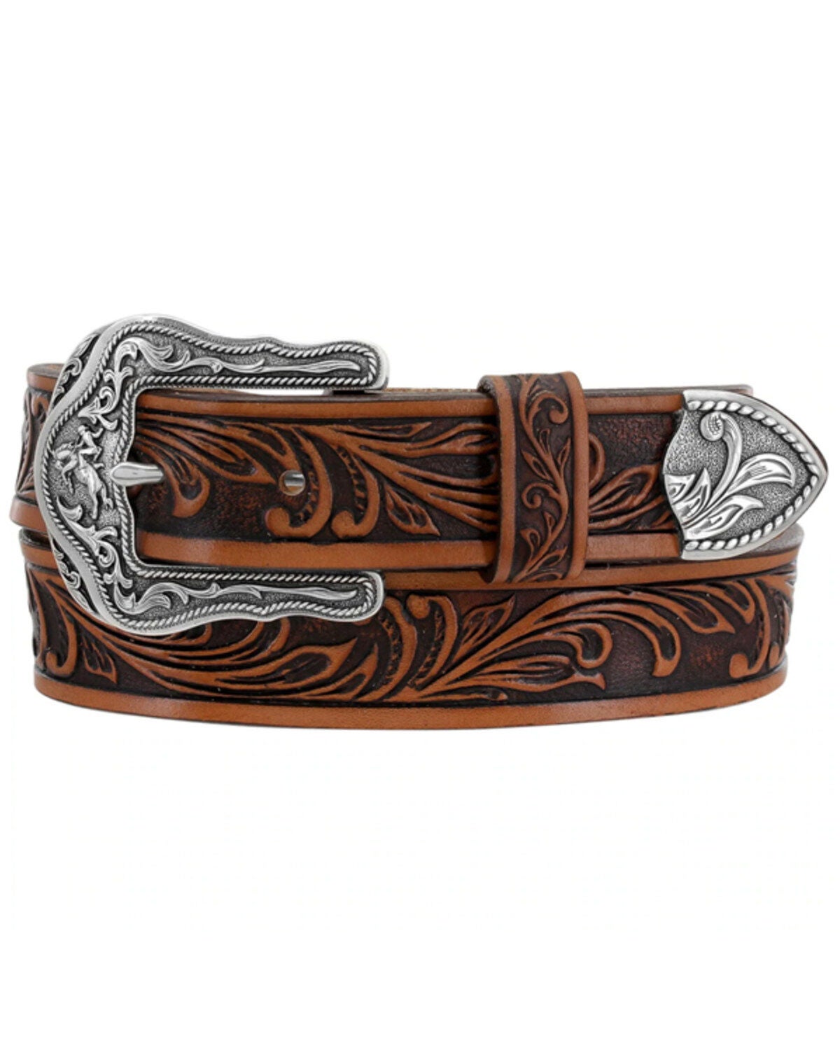 Tony Lama Girls' Brown Lil Westerly Belt, Brown, hi-res
