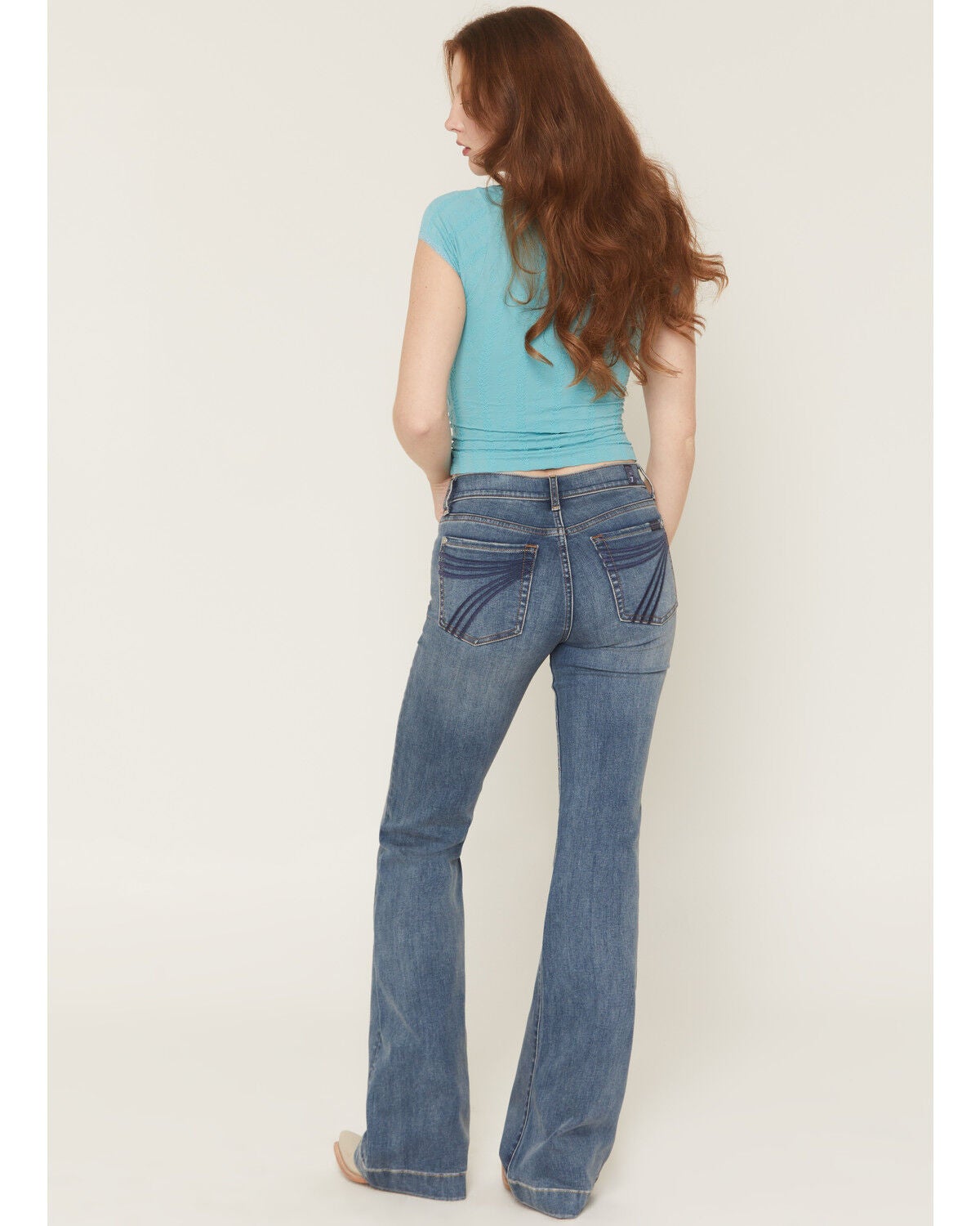 Image #1 - 7 For All Mankind Women's Medium Wash Mid Rise Dojo Wide Jeans, Blue, hi-res