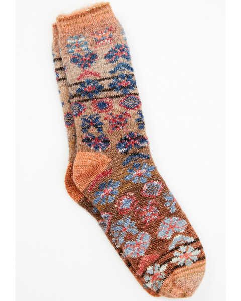 Cleo + Wolf Women's Brown Folklore Socks , Brown, hi-res