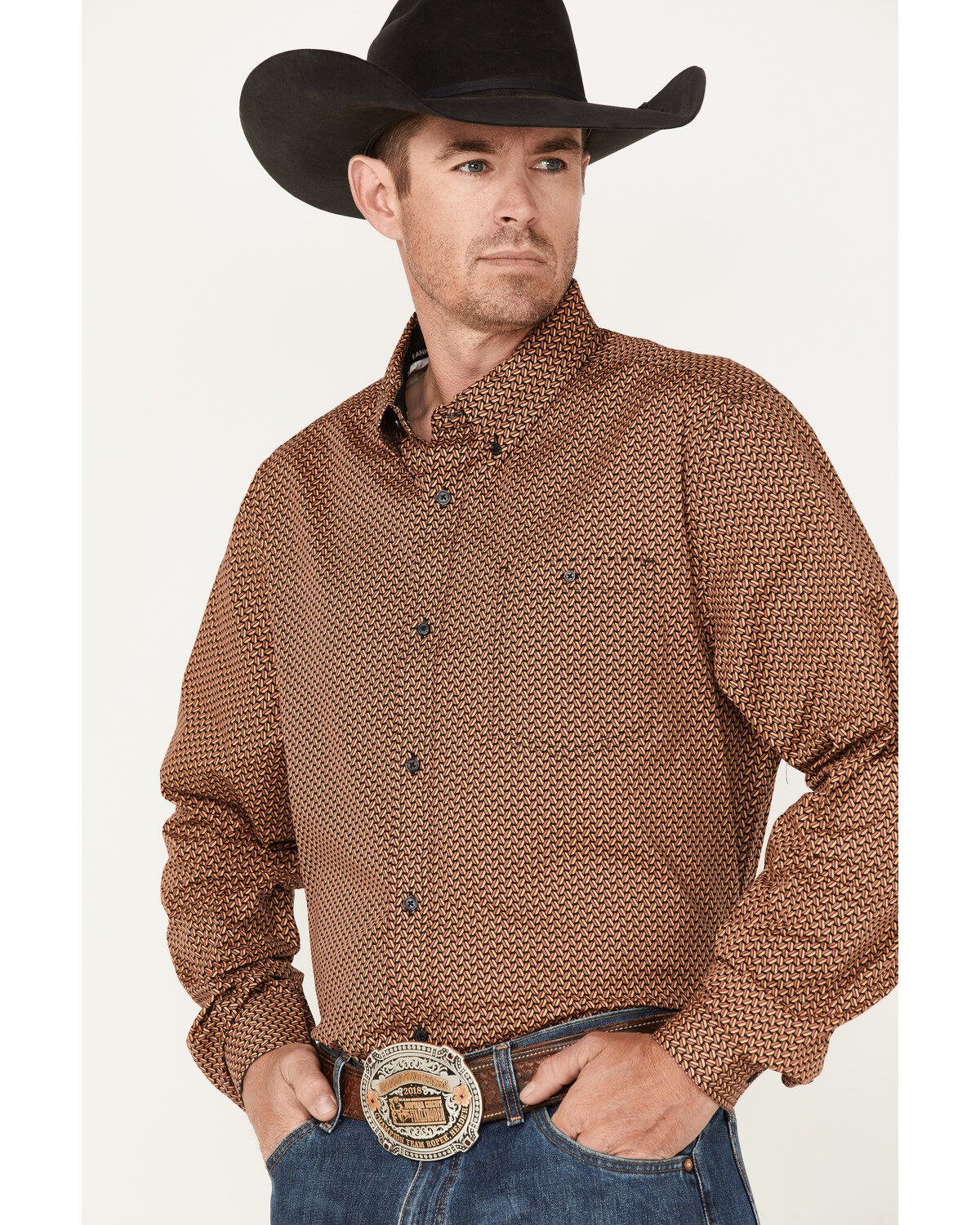 Image #2 - RANK 45® Men's Anvil Geo Print Button-Down Western Shirt, Multi, hi-res