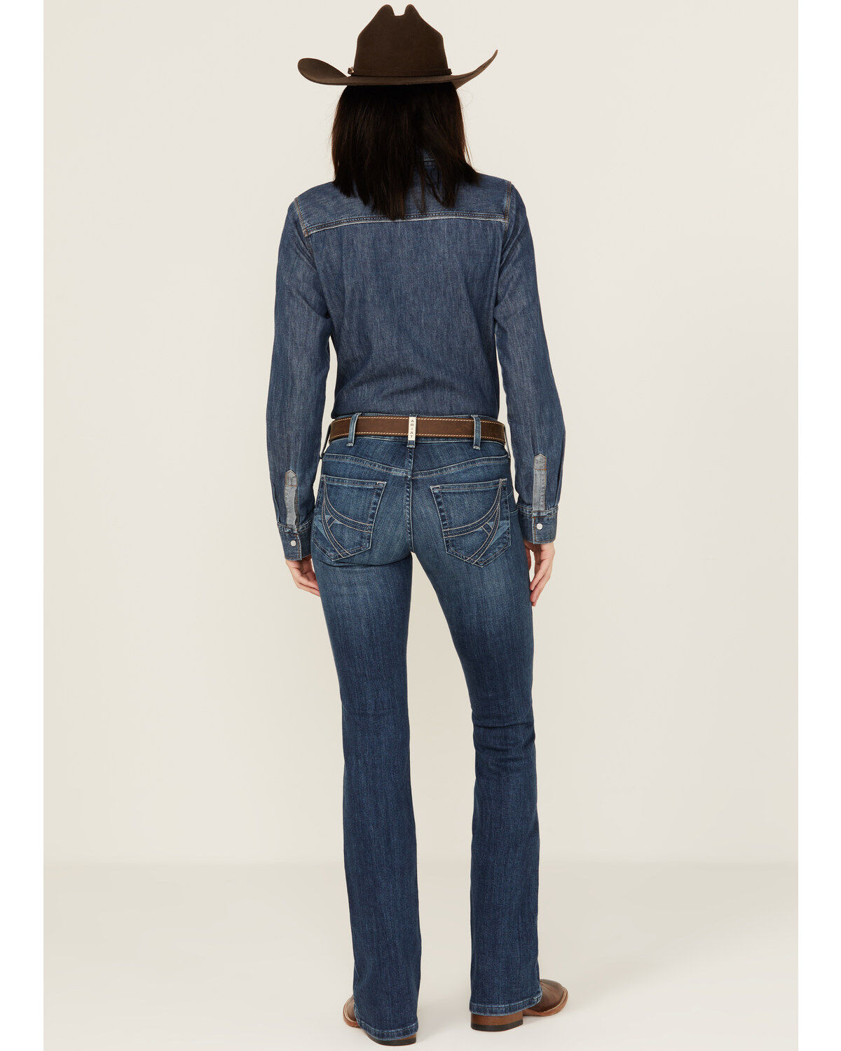 Image #3 - Ariat Women's Dark Wash Ariana Mid Rise Bootcut Stretch Denim Jeans, Dark Wash, hi-res