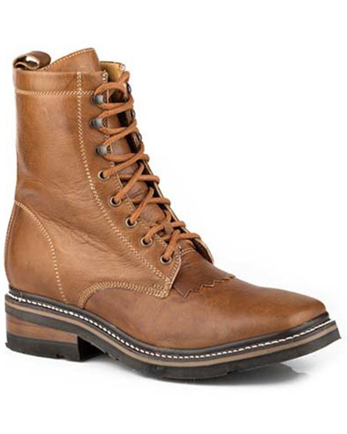 Roper Men's Work It Hard Lace-Up Roper Boots - Square Toe, Tan, hi-res