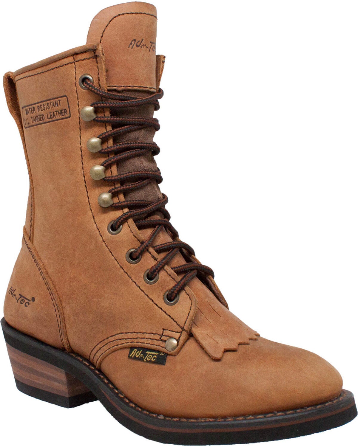 Image #1 - Ad Tec Women's Tan 8" Brown Leather Packer Boots - Soft Toe, Tan, hi-res