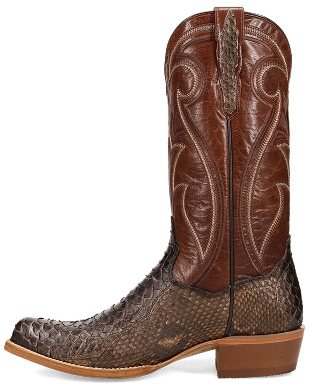 Image #3 - Dan Post Men's Bay Apache Exotic Python Western Boots - Round Toe, Brown, hi-res