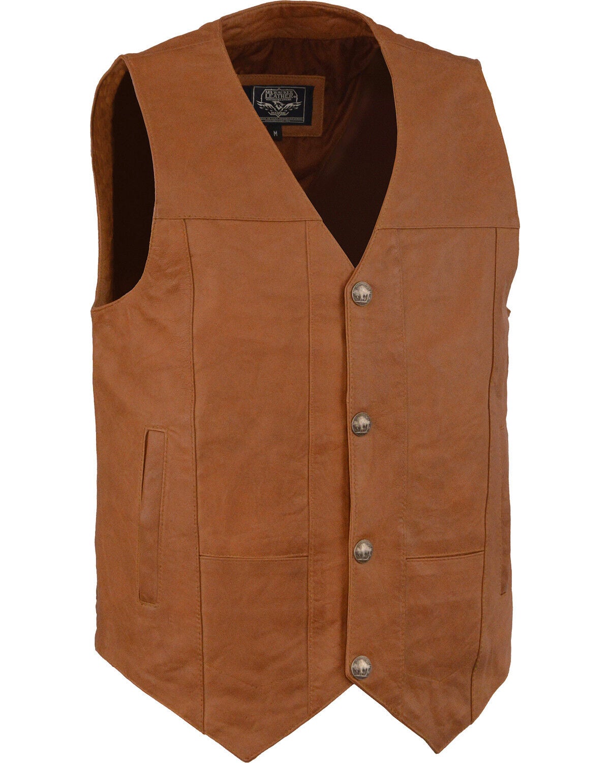Milwaukee Leather Men's Western Plain Side Vest - Big - 5X, Tan, hi-res