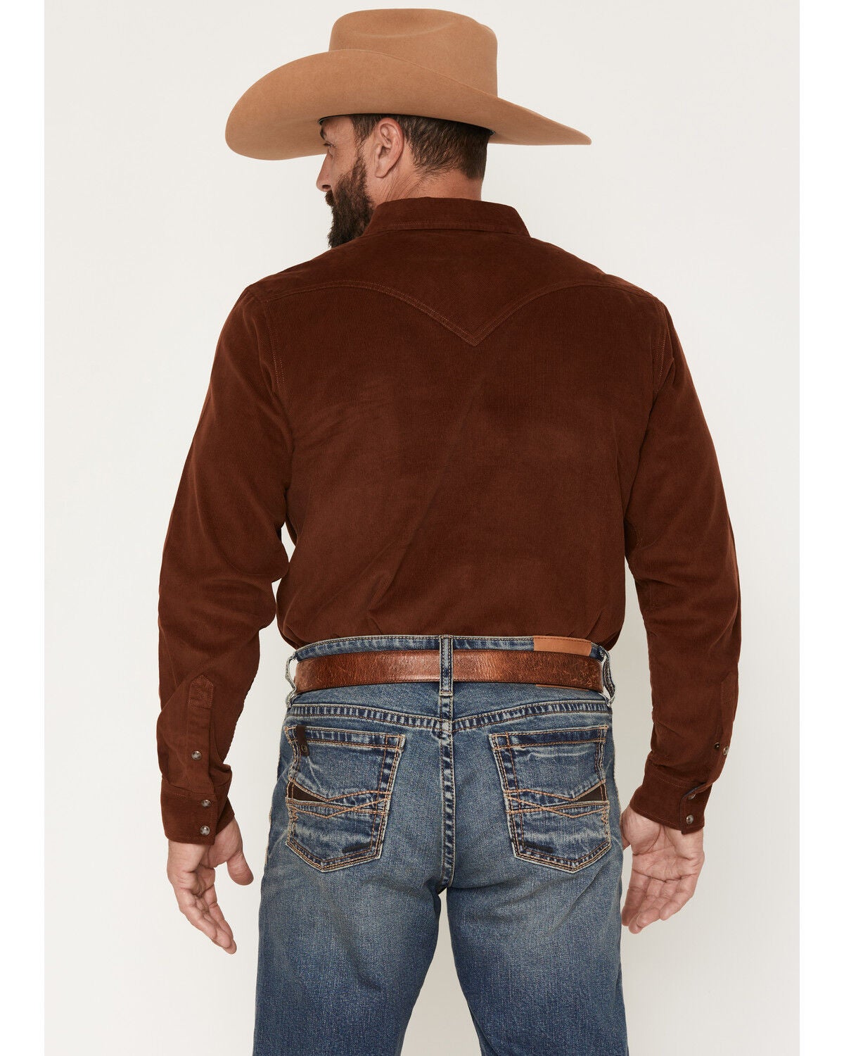 Image #4 - Cody James Men's Rusty Nail Solid Corduroy Long Sleeve Snap Western Shirt, Rust Copper, hi-res