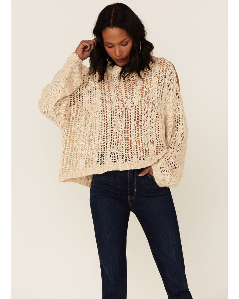 Wishlist Women's Cold Shoulder Sweater, Ivory, hi-res