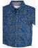 Image #2 - Cody James Toddler Boys' Meadowlark Floral Print Short Sleeve Snap Western Shirt, Navy, hi-res