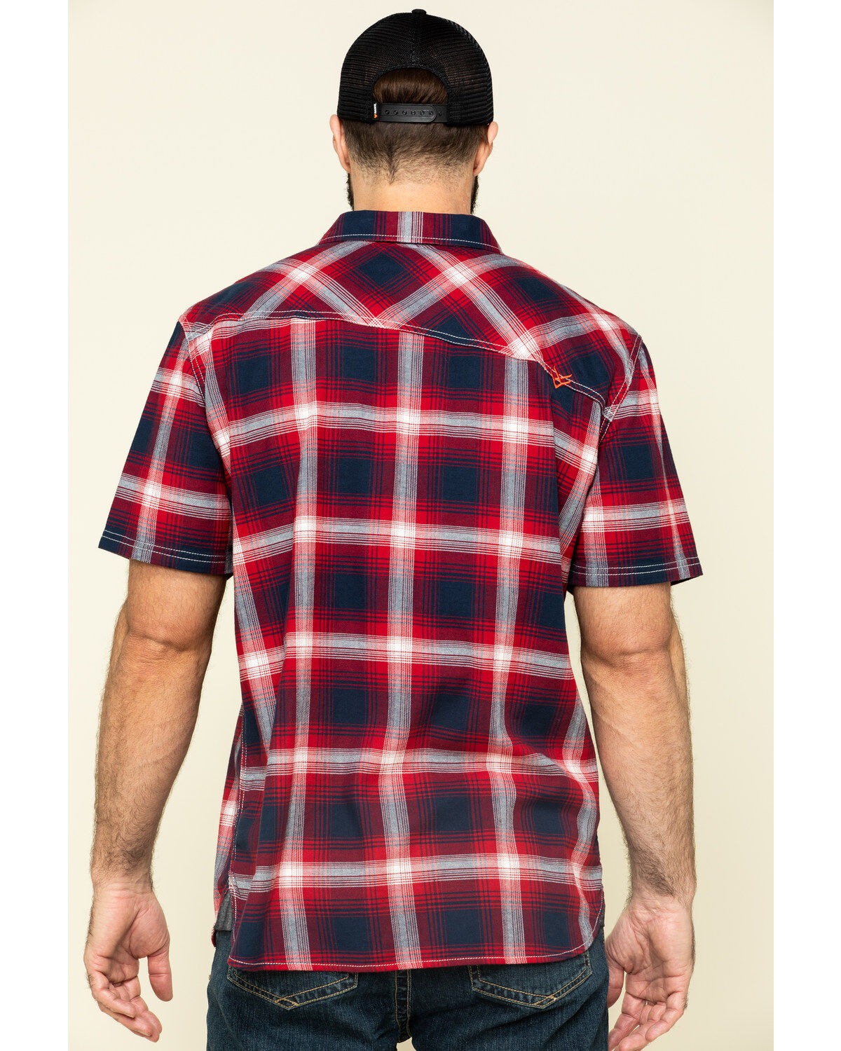 Image #2 - Hawx Men's Bullhead Indigo Plaid Short Sleeve Work Shirt, , hi-res