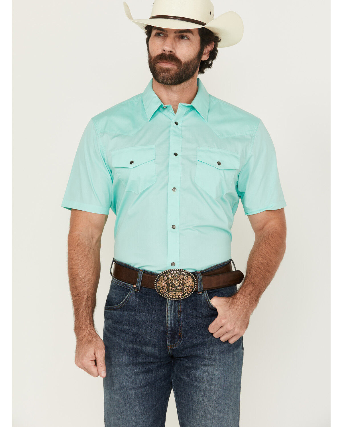 Product Name:  Gibson Trading Co Men's White Water Solid Short Sleeve Snap Stretch Western Shirt