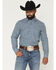 Image #1 - RANK 45&reg; Men's Twisted Geo Print Long Sleeve Snap Performance Western Shirt, Blue, hi-res