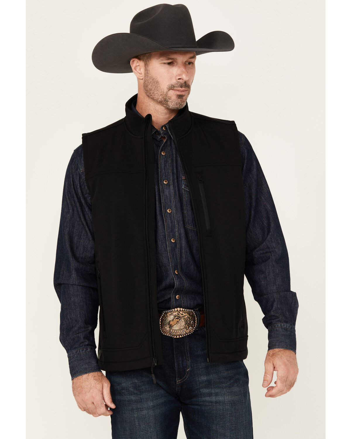 Cody James Men's Estacado Concealed Carry Softshell Vest - Tall, Black, hi-res