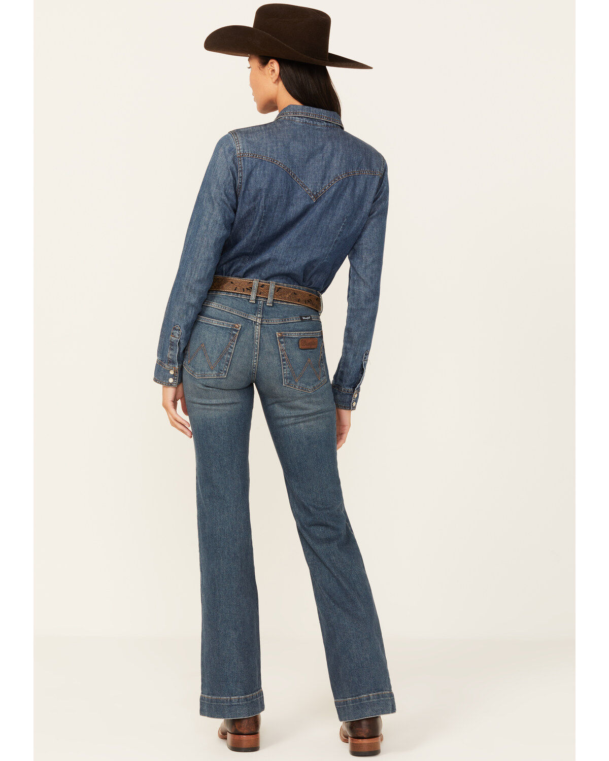 Image #3 - Wrangler Retro Women's Mae Dark Wash Mid Rise Stretch Trouser Jeans, Dark Wash, hi-res