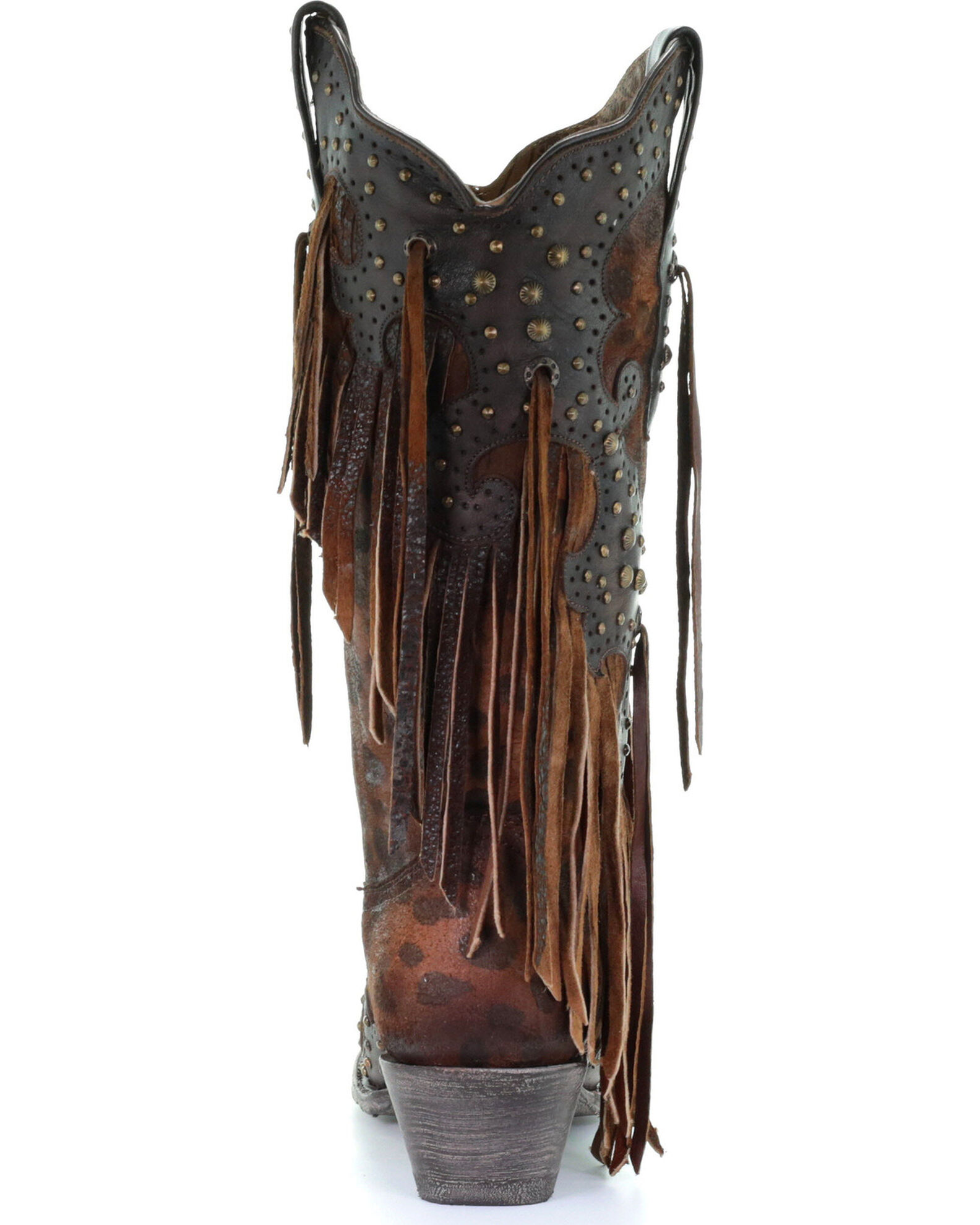 Corral Women s Leopard Stud Fringe Western Boots Snip Toe Boot Barn