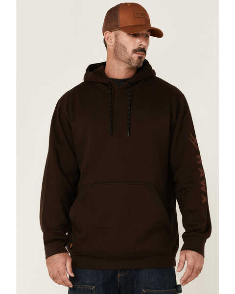 Hawx Men's Primo Logo Graphic Fleece Hooded Work Sweatshirt, Brown, hi-res