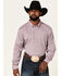 Image #1 - RANK 45® Men's Producer Jacquard Print Long Sleeve Button-Down Western Shirt, Purple, hi-res