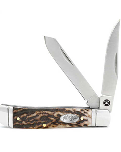 HOOey Small Stag Trapper Knife, Medium Brown, hi-res
