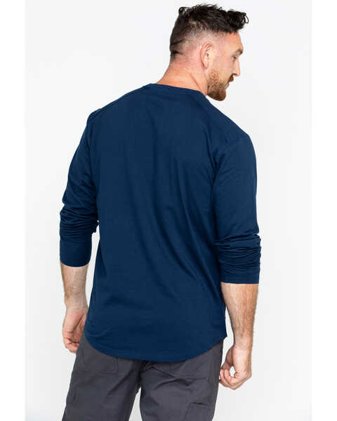 Hawx Men's Solid Pocket Crew Long Sleeve Work T-Shirt - Big & Tall , Navy, hi-res