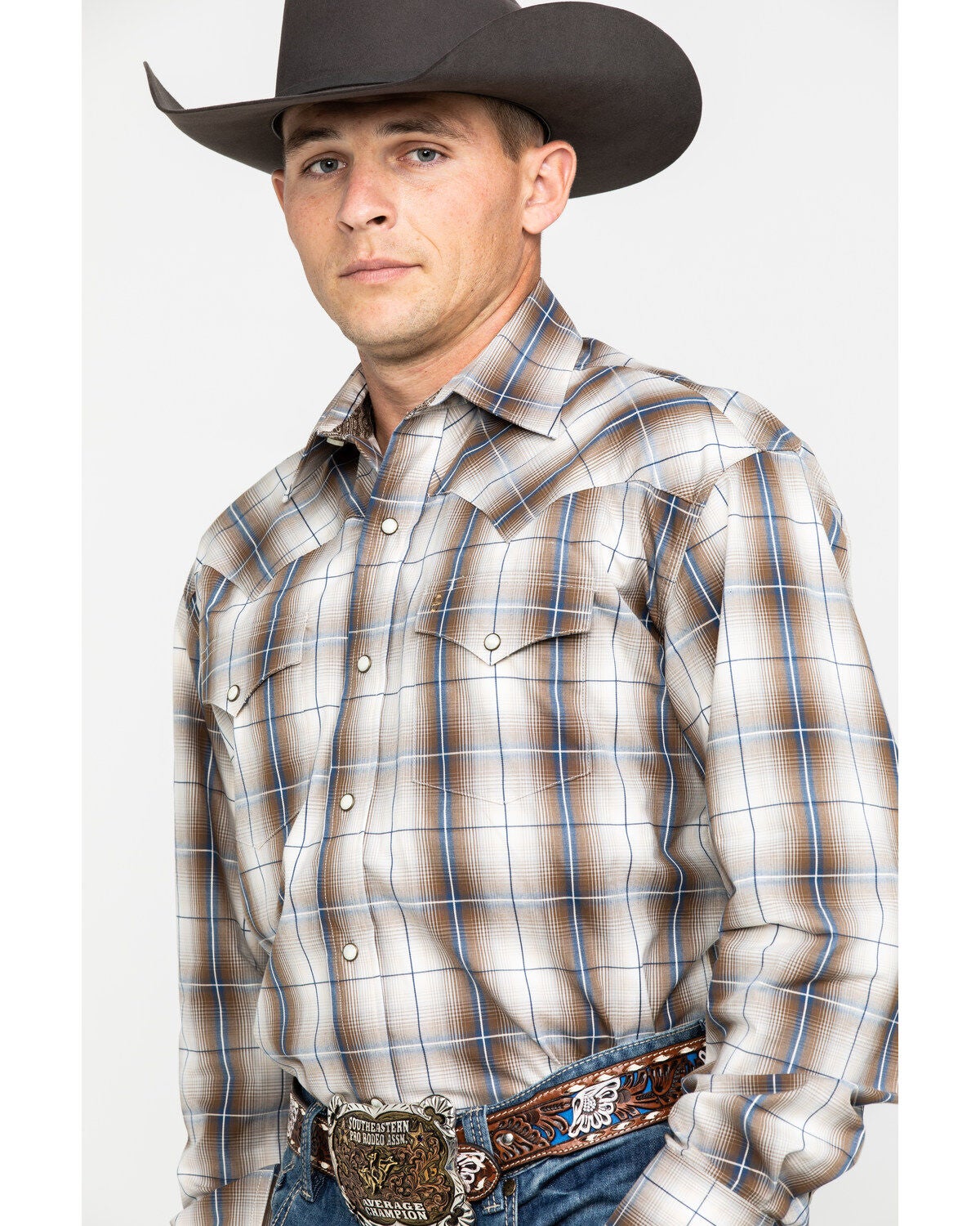Image #3 - Roper Men's Brown Large Plaid Long Sleeve Western Shirt, , hi-res