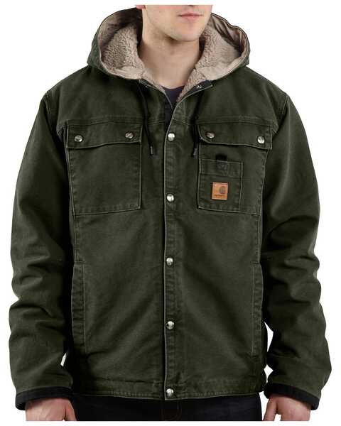 Image #1 - Carhartt Sandstone Hooded Sherpa-Lined Multi Pocket Jacket - Big & Tall, , hi-res
