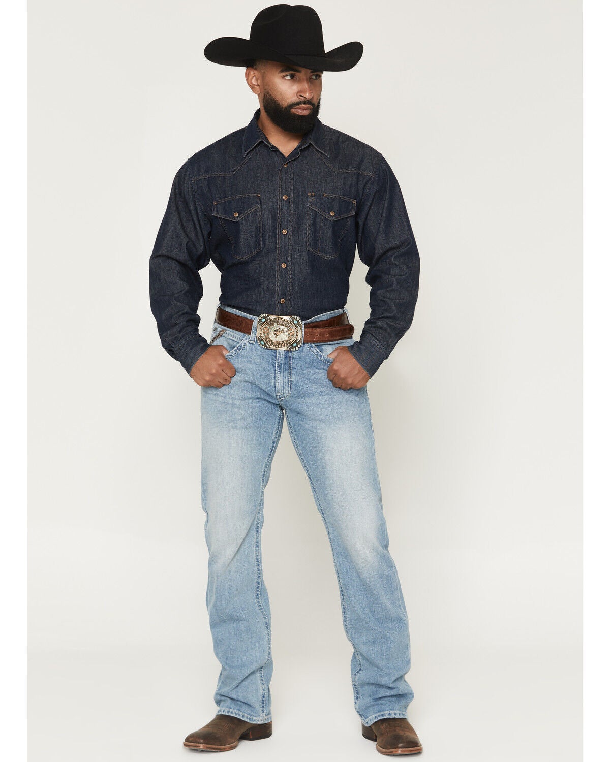 Ariat Men's M5 Roy Normal Light Wash Straight Leg Stretch Denim Jeans - Big, Light Wash, hi-res