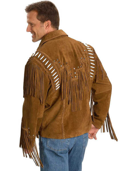 Image #2 - Liberty Wear Bone Fringed Leather Jacket - Big & Tall, Dark Brown, hi-res