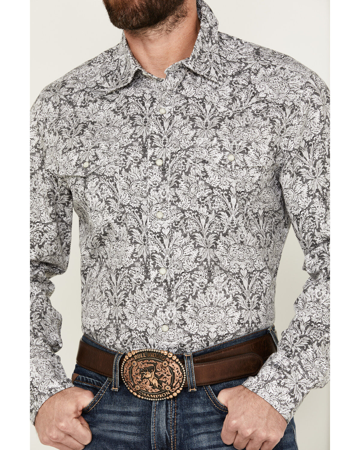 Image #3 - Wrangler Retro Men's Premium Floral Print Long Sleeve Snap Western Shirt, , hi-res