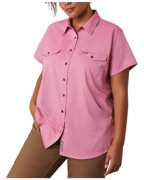 Ariat Women's Rebar Made Tough VentTEK DuraStretch Work Shirt - Plus, Cherry, hi-res