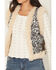 Image #3 - Rock & Roll Denim Women's Faux Fur Lined Floral Fashion Vest, White, hi-res