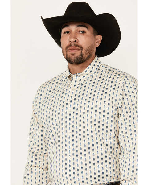 Image #2 - Cody James Men's Gunsmoke Striped Print Long Sleeve Button-Down Stretch Western Shirt , Ivory, hi-res