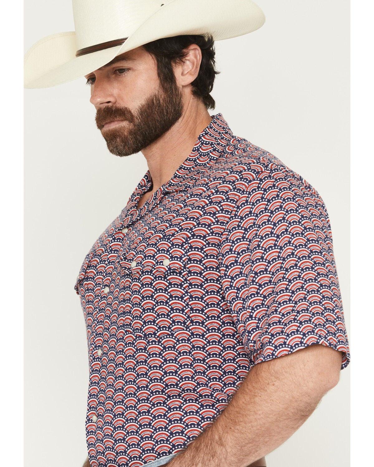 Image #2 - Wrangler Men's Coconut Cowboy Conversation Print Short Sleeve Snap Western Shirt, Red, hi-res