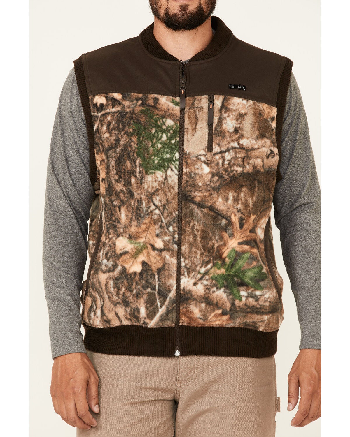 Image #3 - Wrangler ATG Men's All-Terrain Realtree Camo Fleece Zip-Front Bomber Vest, , hi-res