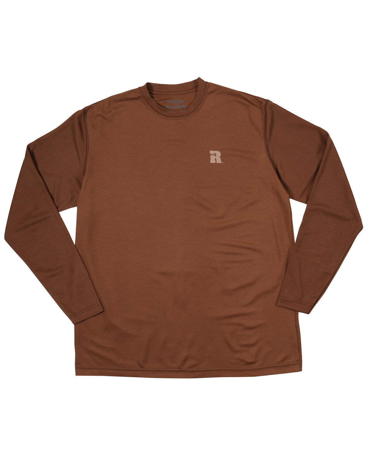 Image #2 - Wrangler Men's Riggs Crew Performance Long Sleeve T-Shirt, Brown, hi-res