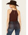 Image #4 - Shyanne Women's Embroidered Fringe Hem Crinkle Top, Dark Brown, hi-res