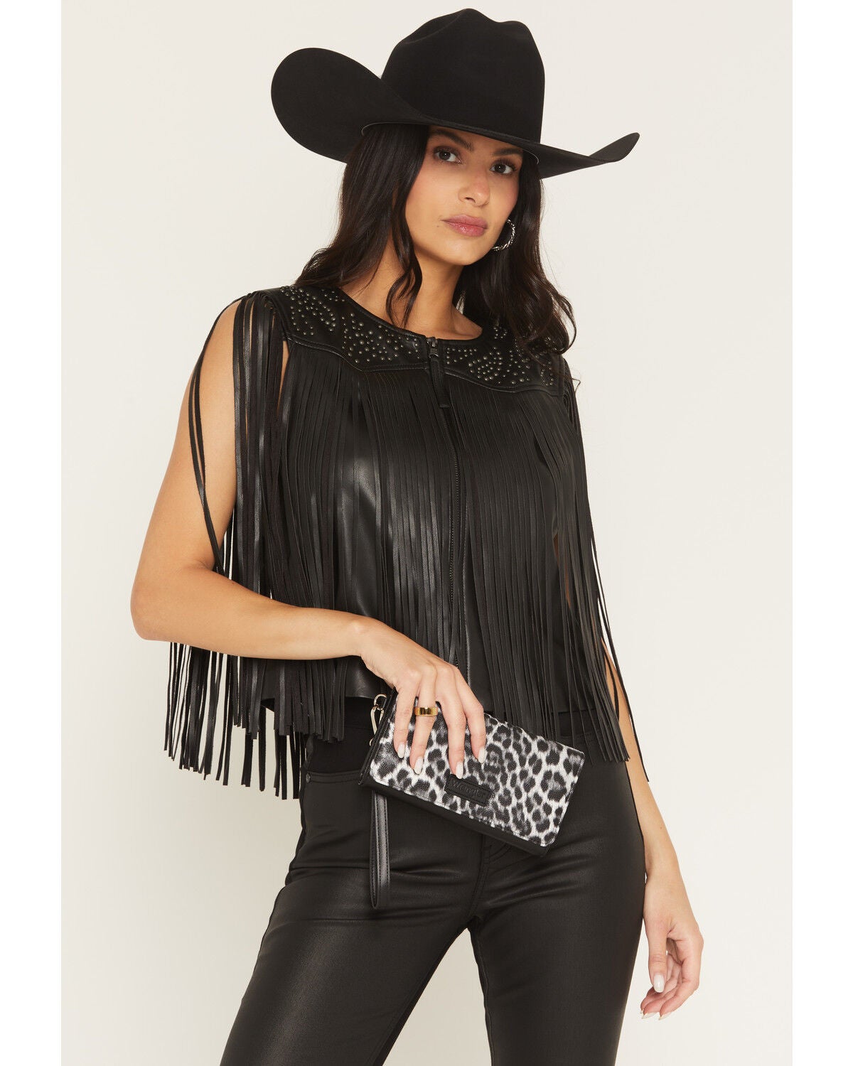 Image #1 - Wrangler Women's Boot Barn Exclusive Leopard Print Wallet, Black, hi-res