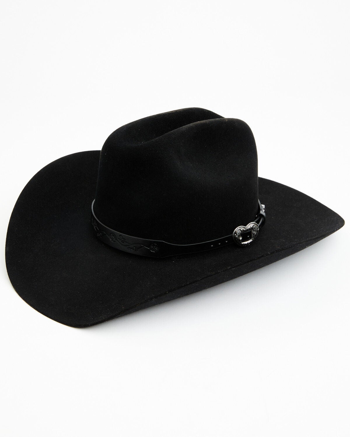 Image #1 - Boot Barn Heart Concho Hat Band, Black, hi-res