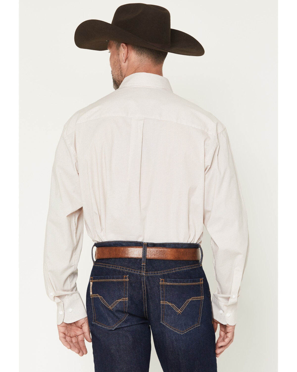 Image #4 - George Strait by Wrangler Men's Geo Print Long Sleeve Button-Down Stretch Western Shirt, Orange, hi-res