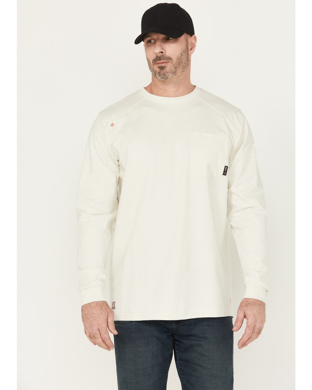 Ariat Men's FR Pima Long Sleeve Pocket Work T-Shirt, Grey, hi-res