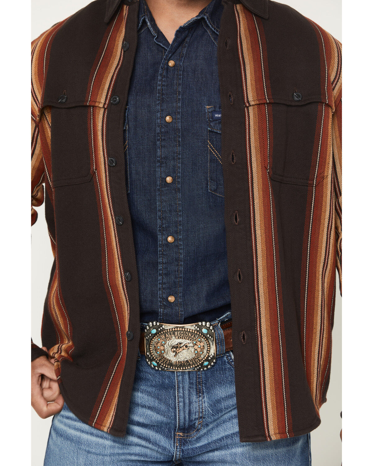 Image #3 - Pendleton Men's Weston Striped Long Sleeve Button-Down Flannel Shirt, Brown, hi-res