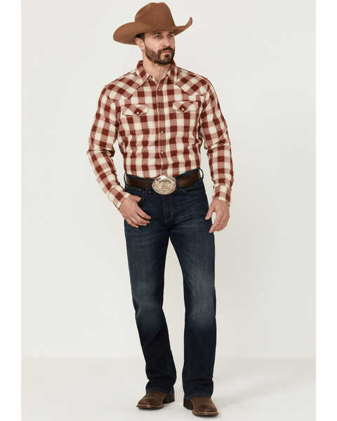 Image #2 - Blue Ranchwear Men's Red Plaid Long Sleeve Snap Western Shirt, , hi-res